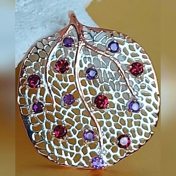 Natural Amethyst and Rhodolite Garnet 925 Sterling Silver Pendant.‎